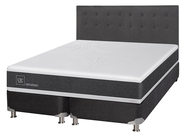 JUEGO DE DORMITORIO CIC CAMA BOX SPRING NEW ORTOPEDIC B5 KING NEGRO + RESPALDO EUFRATES - 2