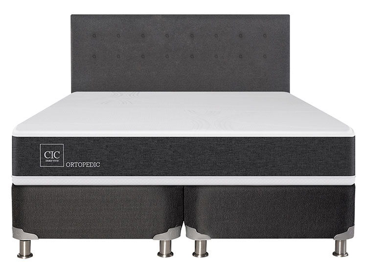 JUEGO DE DORMITORIO CIC CAMA BOX SPRING NEW ORTOPEDIC B5 KING NEGRO + RESPALDO EUFRATES - 1
