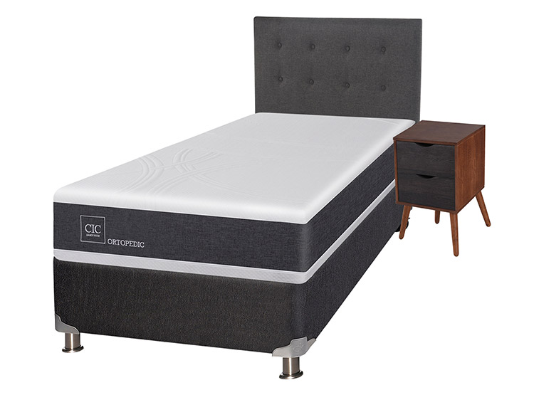 JUEGO DE DORMITORIO CIC CAMA BOX SPRING NEW ORTOPEDIC B5 1.5 PLAZAS NEGRO + SET EUFRATES - 2