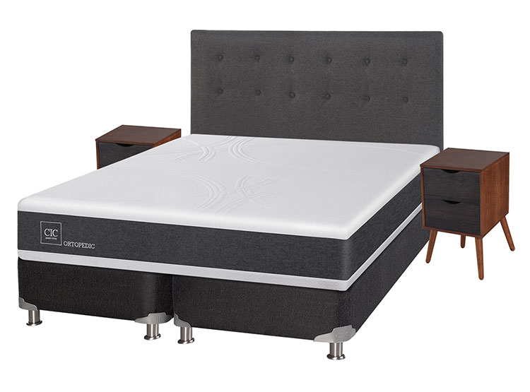 JUEGO DE DORMITORIO CIC CAMA BOX SPRING NEW ORTOPEDIC B5 BD 2 PLAZAS NEGRO + SET EUFRATES - 2
