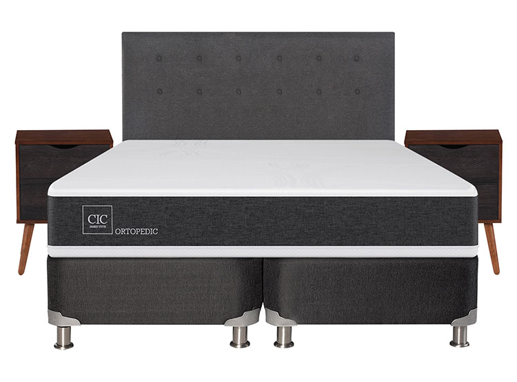 JUEGO DE DORMITORIO CIC CAMA BOX SPRING NEW ORTOPEDIC B5 BD 2 PLAZAS NEGRO + SET EUFRATES - 1