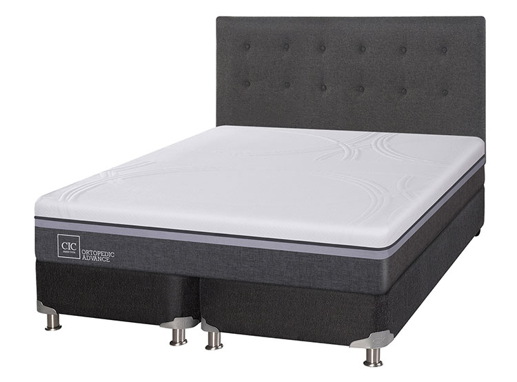 JUEGO DE DORMITORIO CIC CAMA BOX SPRING ORTOPEDIC ADVANCE B5 BD 2 PLAZAS NEGRO + RESPALDO EUFRATES - 2