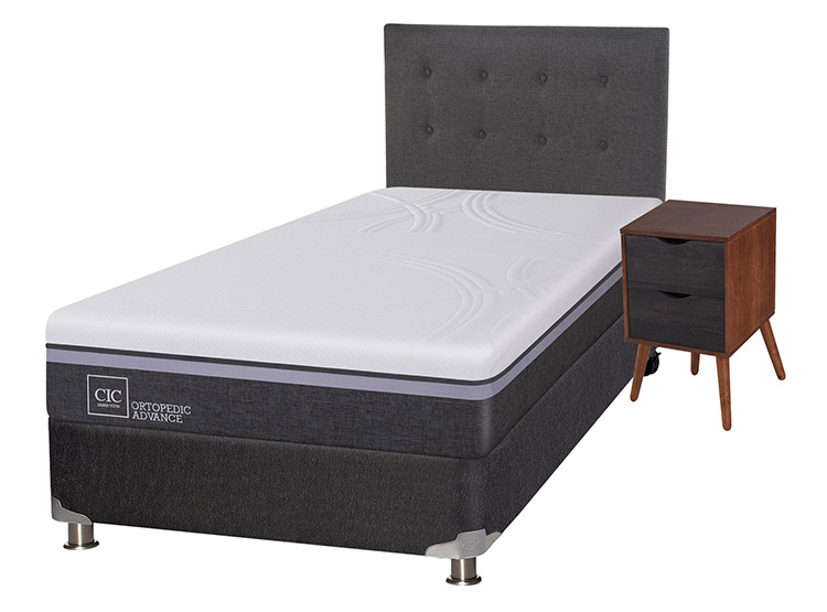 JUEGO DE DORMITORIO CIC CAMA BOX SPRING ORTOPEDIC ADVANCE B5 1.5 PLAZAS NEGRO + SET EUFRATES - 2