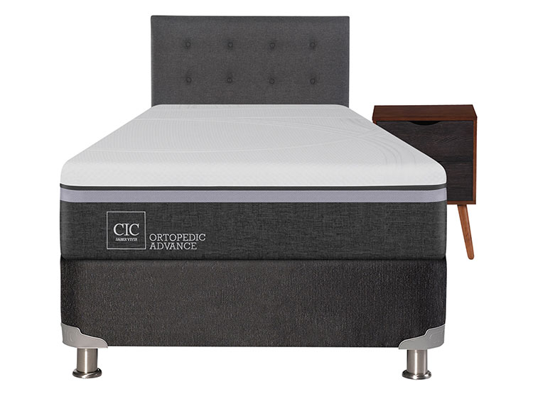 JUEGO DE DORMITORIO CIC CAMA BOX SPRING ORTOPEDIC ADVANCE B5 1.5 PLAZAS NEGRO + SET EUFRATES - 1