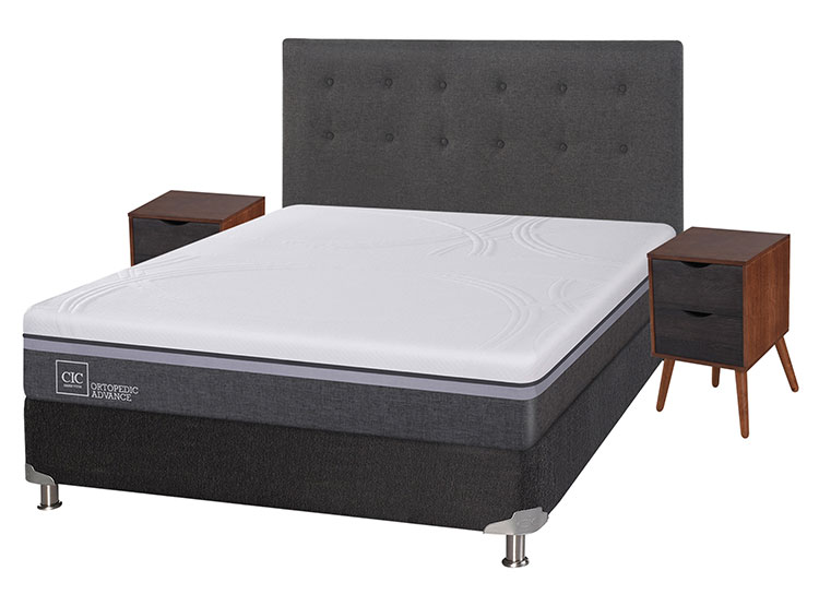 JUEGO DE DORMITORIO CIC CAMA BOX SPRING ORTOPEDIC ADVANCE B5 BN 2 PLAZAS NEGRO + SET EUFRATES - 2