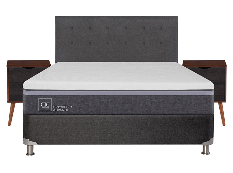 JUEGO DE DORMITORIO CIC CAMA BOX SPRING ORTOPEDIC ADVANCE B5 BN 2 PLAZAS NEGRO + SET EUFRATES - 1
