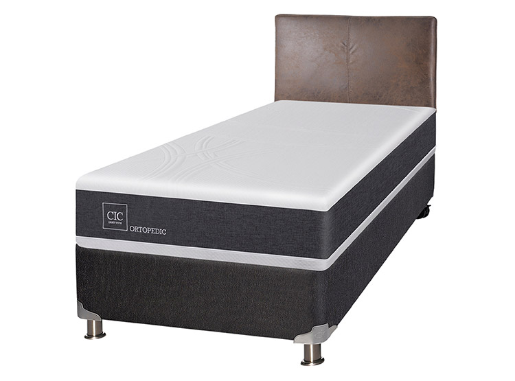 JUEGO DE DORMITORIO CIC CAMA BOX SPRING NEW ORTOPEDIC B5 1.5 PLAZAS NEGRO + RESPALDO BAKER - 2