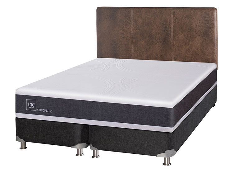 JUEGO DE DORMITORIO CIC CAMA BOX SPRING NEW ORTOPEDIC B5 BD 2 PLAZAS NEGRO + RESPALDO BAKER - 2