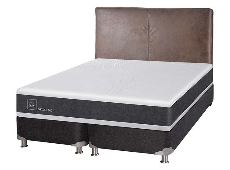 JUEGO DE DORMITORIO CIC CAMA BOX SPRING NEW ORTOPEDIC B5 KING NEGRO + RESPALDO BAKER - 2