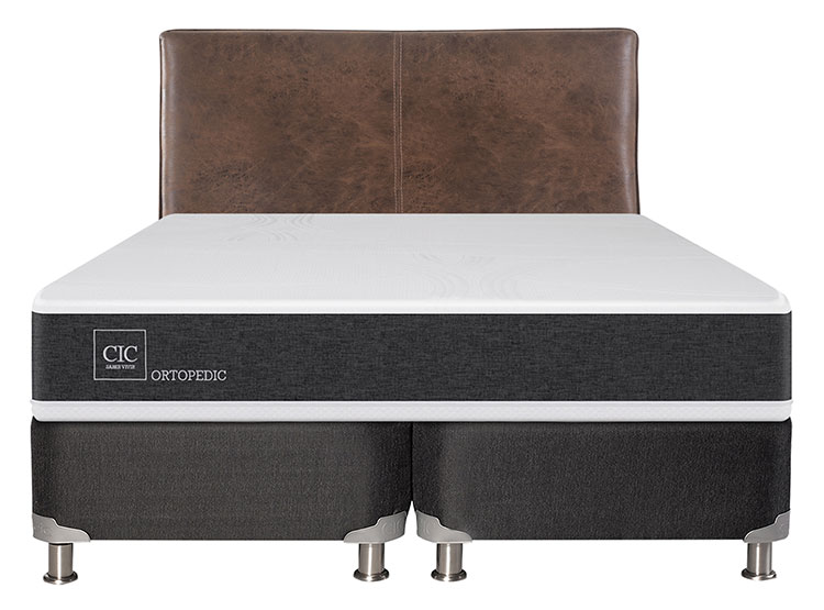 JUEGO DE DORMITORIO CIC CAMA BOX SPRING NEW ORTOPEDIC B5 KING NEGRO + RESPALDO BAKER - 1