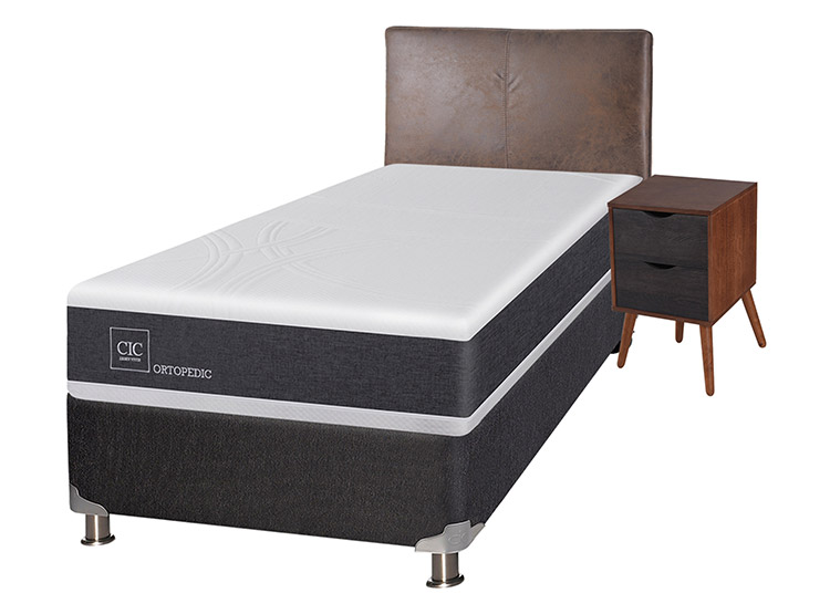 JUEGO DE DORMITORIO CIC CAMA BOX SPRING NEW ORTOPEDIC B5 1.5 PLAZAS NEGRO + SET BAKER - 2