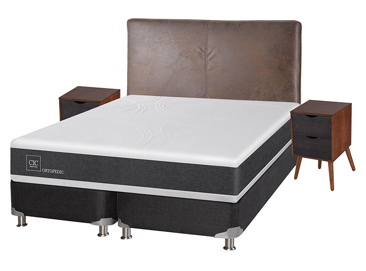 JUEGO DE DORMITORIO CIC CAMA BOX SPRING NEW ORTOPEDIC B5 BD 2 PLAZAS NEGRO + SET BAKER - 2