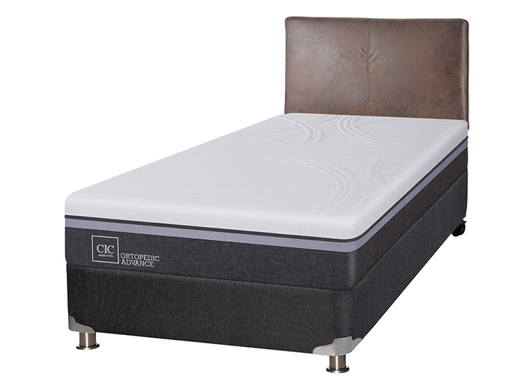 JUEGO DE DORMITORIO CIC CAMA BOX SPRING ORTOPEDIC ADVANCE B5 1.5 PLAZAS NEGRO + RESPALDO BAKER - 2