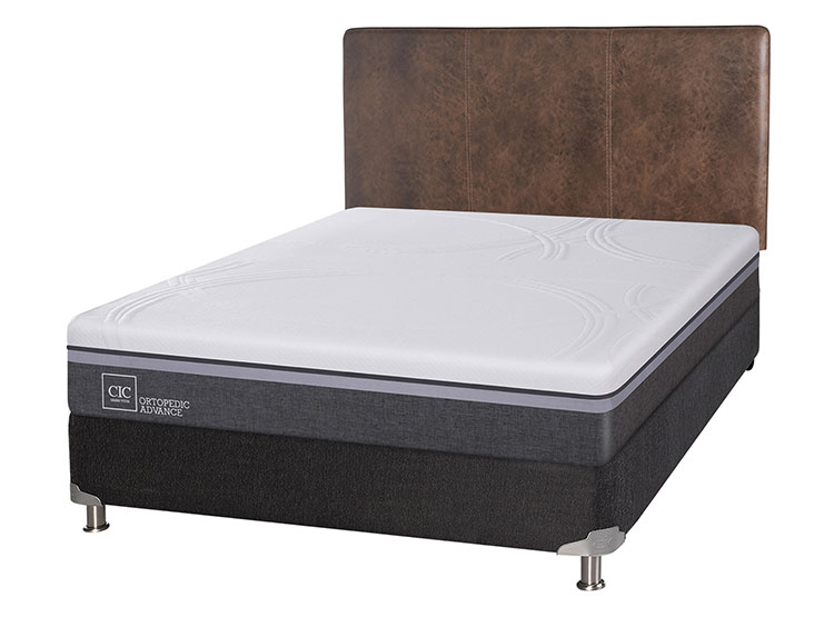 JUEGO DE DORMITORIO CIC CAMA BOX SPRING ORTOPEDIC ADVANCE B5 BN 2 PLAZAS NEGRO + RESPALDO BAKER - 2