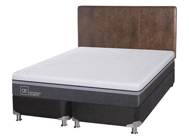 JUEGO DE DORMITORIO CIC CAMA BOX SPRING ORTOPEDIC ADVANCE B5 BD 2 PLAZAS NEGRO + RESPALDO BAKER - 2