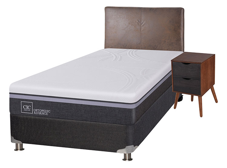 JUEGO DE DORMITORIO CIC CAMA BOX SPRING ORTOPEDIC ADVANCE B5 1.5 PLAZAS NEGRO + SET BAKER - 2