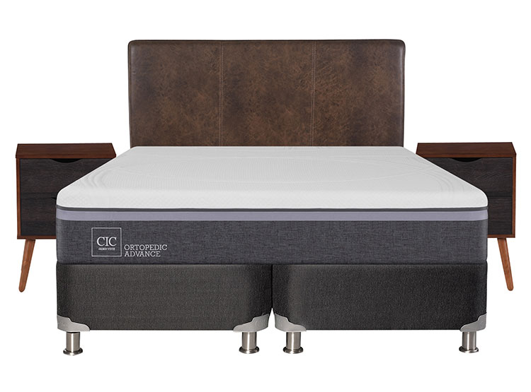 JUEGO DE DORMITORIO CIC CAMA BOX SPRING ORTOPEDIC ADVANCE B5 BD 2 PLAZAS NEGRO + SET BAKER - 1