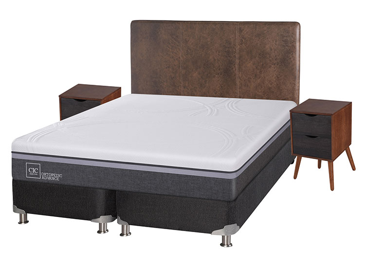 JUEGO DE DORMITORIO CIC CAMA BOX SPRING ORTOPEDIC ADVANCE B5 KING NEGRO + SET BAKER - 2