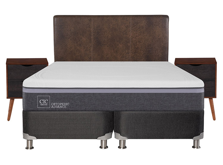 JUEGO DE DORMITORIO CIC CAMA BOX SPRING ORTOPEDIC ADVANCE B5 KING NEGRO + SET BAKER - 1