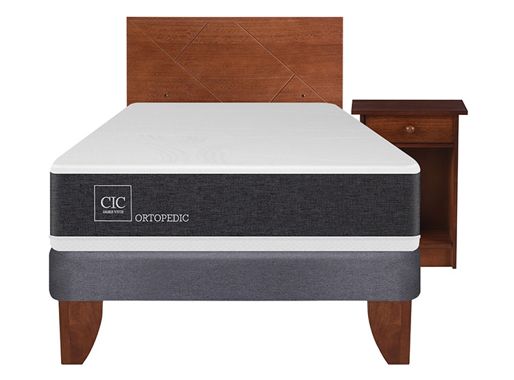 JUEGO DE DORMITORIO CIC CAMA EUROPEA NEW ORTOPEDIC 1.5 PLAZAS + SET NEW VILLARRICA - 1