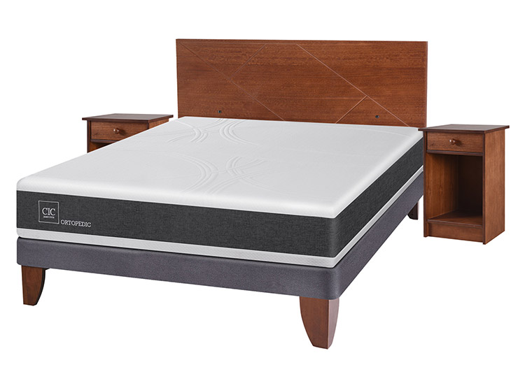 JUEGO DE DORMITORIO CIC CAMA EUROPEA NEW ORTOPEDIC BN 2 PLAZAS + SET NEW VILLARRICA - 2