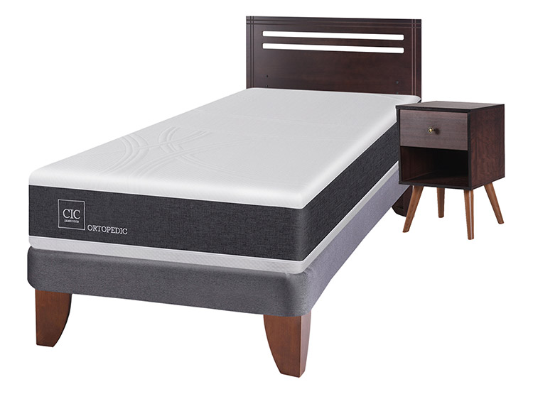 JUEGO DE DORMITORIO CIC CAMA EUROPEA NEW ORTOPEDIC 1.5 PLAZAS + SET NEW MUNICH - 2