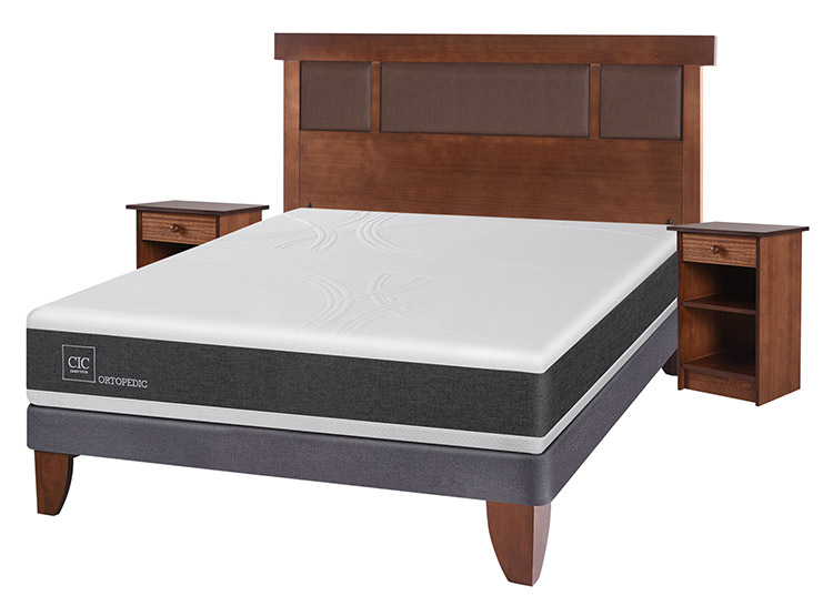 JUEGO DE DORMITORIO CIC CAMA EUROPEA NEW ORTOPEDIC BN 2 PLAZAS + SET DUBLIN CARAMEL - 2