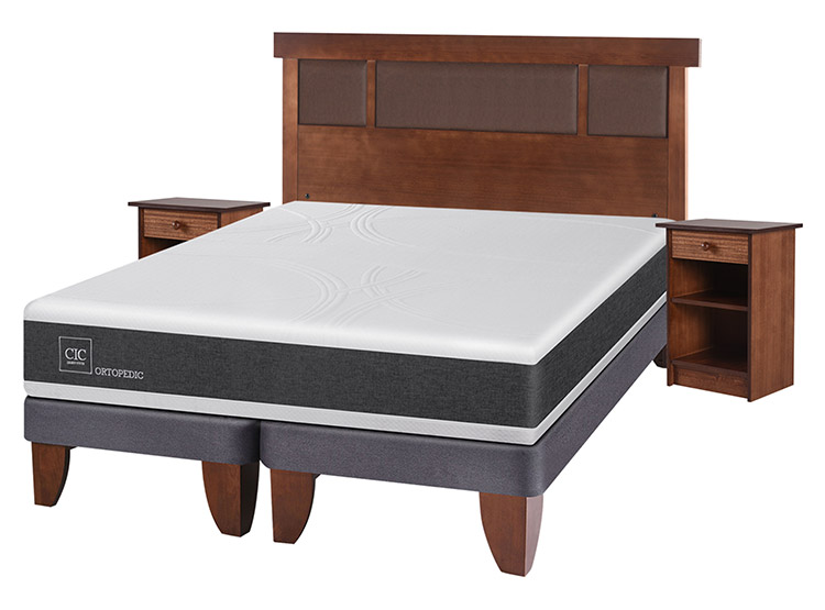 JUEGO DE DORMITORIO CIC CAMA EUROPEA NEW ORTOPEDIC BD 2 PLAZAS + SET DUBLIN CARAMEL - 2