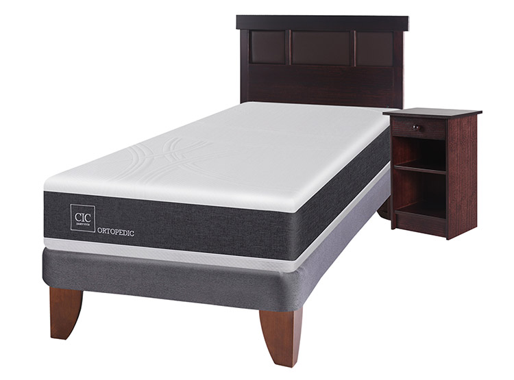 JUEGO DE DORMITORIO CIC CAMA EUROPEA NEW ORTOPEDIC 1.5 PLAZAS + SET DUBLIN CHOCOLATE - 2