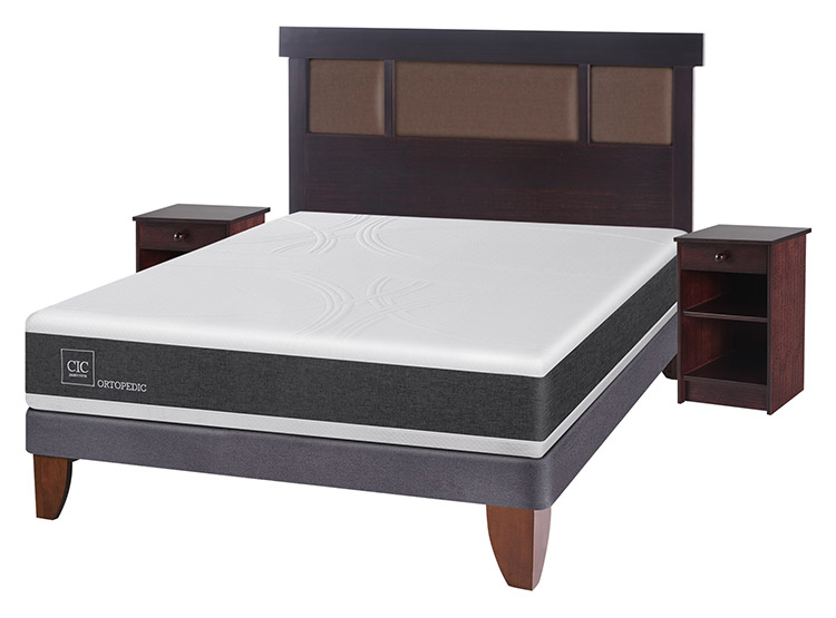 JUEGO DE DORMITORIO CIC CAMA EUROPEA NEW ORTOPEDIC BN 2 PLAZAS + SET DUBLIN CHOCOLATE - 2