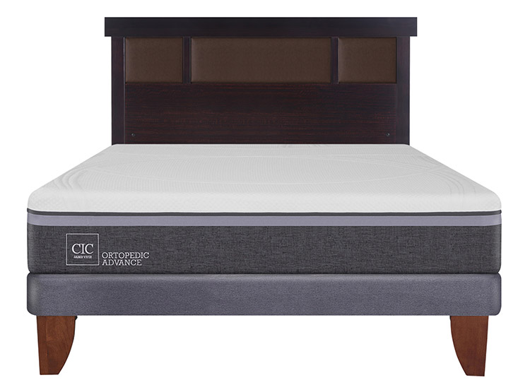 JUEGO DE DORMITORIO CIC CAMA EUROPEA ORTOPEDIC ADVANCE BN 2 PLAZAS + RESPALDO NEW DUBLIN CHOCOLATE - 1
