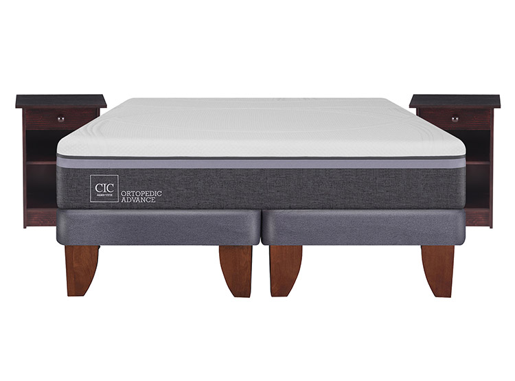 JUEGO DE DORMITORIO CIC CAMA EUROPEA ORTOPEDIC ADVANCE BD 2 PLAZAS + VELADOR NEW DUBLIN CHOCOLATE - 1