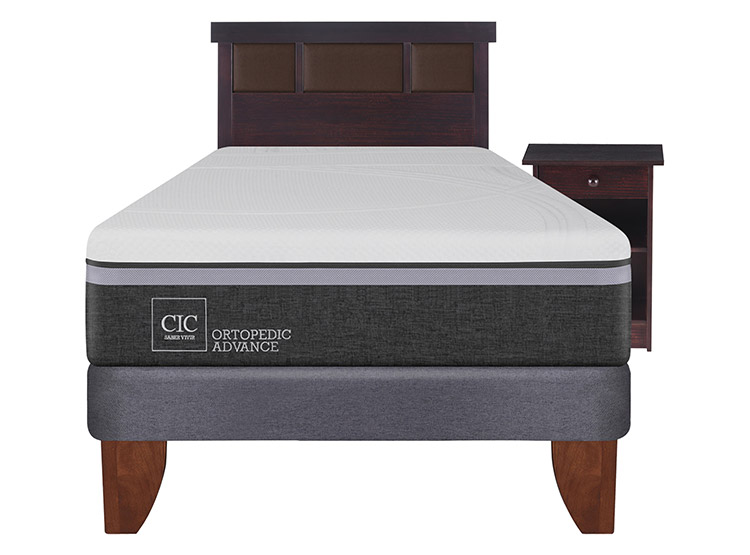 JUEGO DE DORMITORIO CIC CAMA EUROPEA ORTOPEDIC ADVANCE 1.5 PLAZAS + SET NEW DUBLIN CHOCOLATE - 1