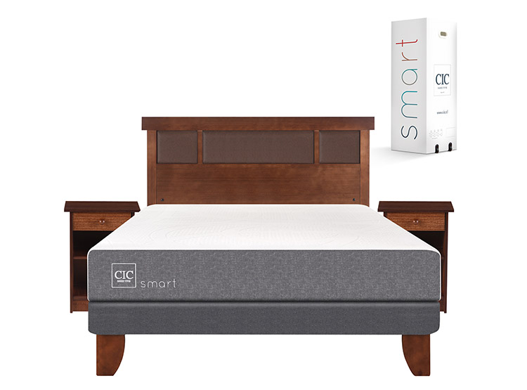 JUEGO DE DORMITORIO CIC CAMA EUROPEA SMART BN 2 PLAZAS + SET NEW DUBLIN CARAMELO - 1