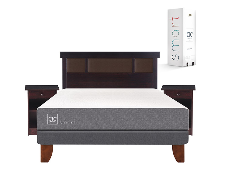 JUEGO DE DORMITORIO CIC CAMA EUROPEA SMART BN 2 PLAZAS + SET NEW DUBLIN CHOCOLATE - 1