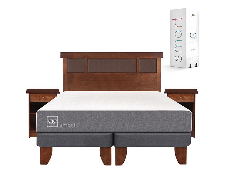 JUEGO DE DORMITORIO CIC CAMA EUROPEA SMART BD 2 PLAZAS + SET NEW DUBLIN CARAMELO - 1