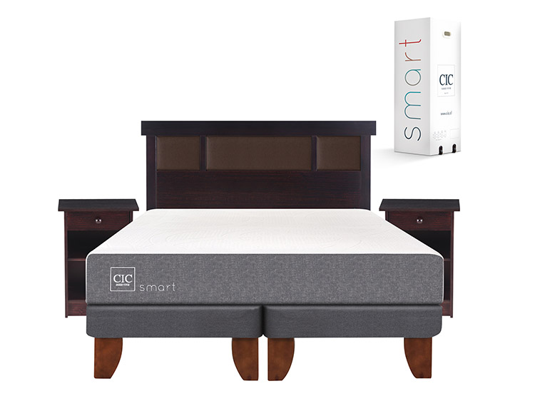 JUEGO DE DORMITORIO CIC CAMA EUROPEA SMART BD 2 PLAZAS + SET NEW DUBLIN CHOCOLATE - 1