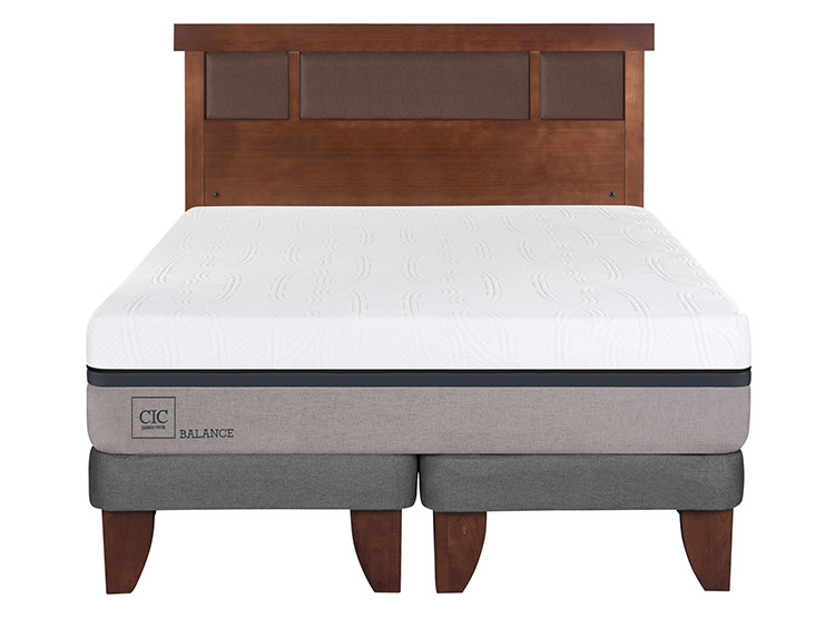 JUEGO DE DORMITORIO CIC CAMA EUROPEA BALANCE BD 2 PLAZAS + RESPALDO NEW DUBLIN CARAMELO - 1