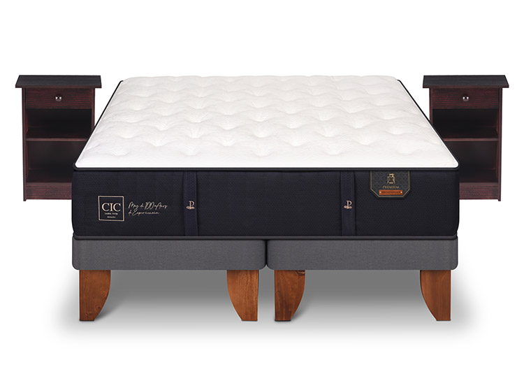 JUEGO DE DORMITORIO CIC CAMA EUROPEA PREMIUM BD 2 PLAZAS + VELADORES NEW DUBLIN CHOCOLATE - 1