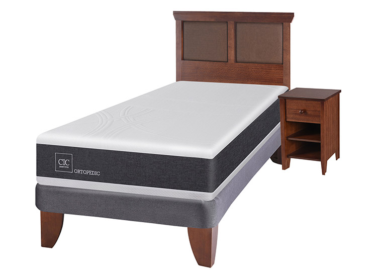 JUEGO DE DORMITORIO CIC CAMA EUROPEA NEW ORTOPEDIC 1.5 PLAZAS + SET NEW TORINO - 2