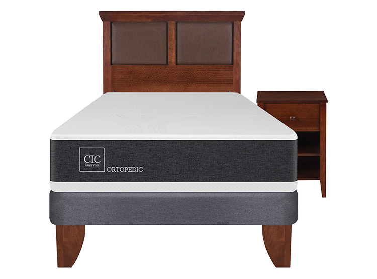 JUEGO DE DORMITORIO CIC CAMA EUROPEA NEW ORTOPEDIC 1.5 PLAZAS + SET NEW TORINO - 1