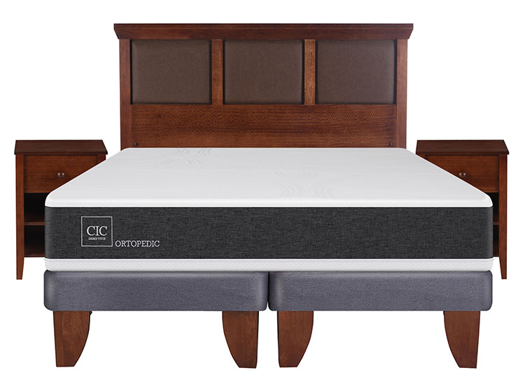 JUEGO DE DORMITORIO CIC CAMA EUROPEA NEW ORTOPEDIC BD 2 PLAZAS + SET NEW TORINO - 1