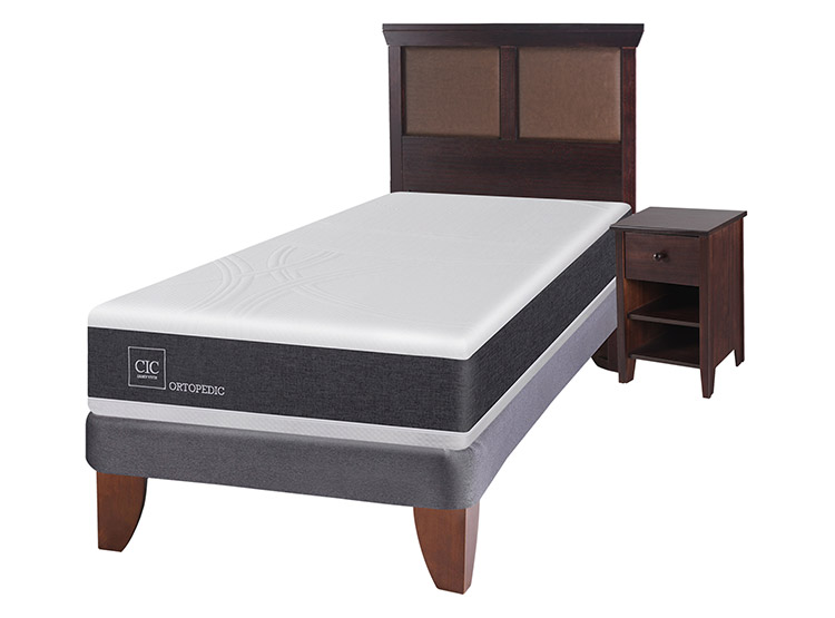 JUEGO DE DORMITORIO CIC CAMA EUROPEA NEW ORTOPEDIC 1.5 PLAZAS + SET NEW TORINO CHOCOLATE - 2