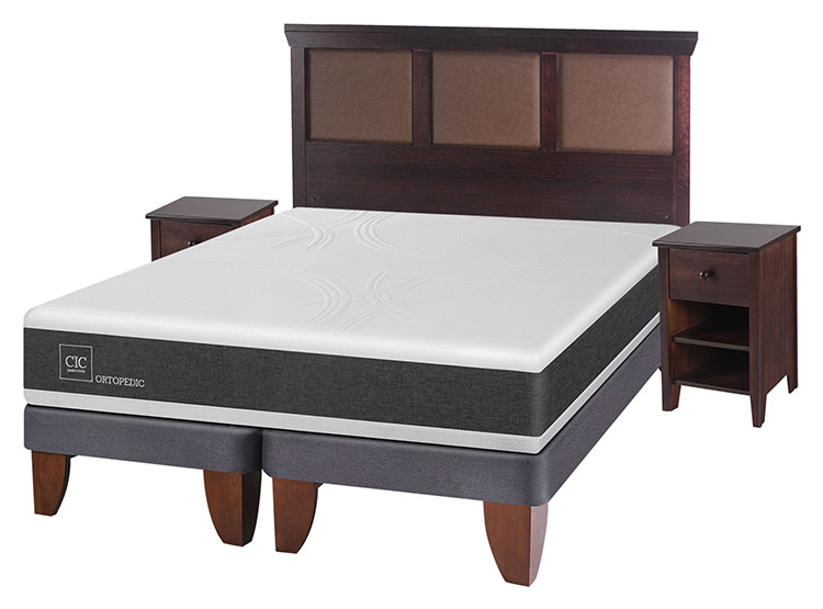 JUEGO DE DORMITORIO CIC CAMA EUROPEA NEW ORTOPEDIC BD KING + SET NEW TORINO CHOCOLATE - 2