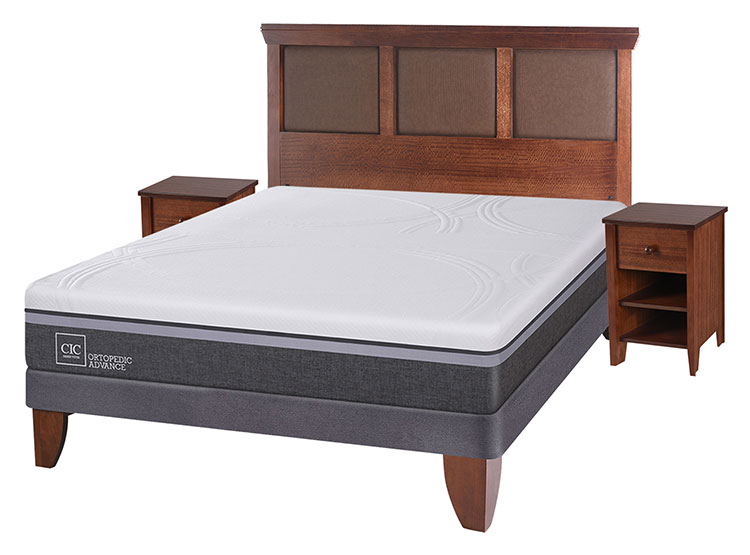 JUEGO DE DORMITORIO CIC CAMA EUROPEA ORTOPEDIC ADVANCE BN 2 PLAZAS + SET NEW TORINO - 2