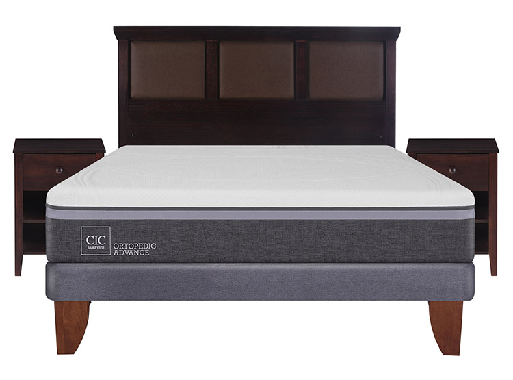 JUEGO DE DORMITORIO CIC CAMA EUROPEA ORTOPEDIC ADVANCE BN 2 PLAZAS + SET NEW TORINO CHOCOLATE - 1