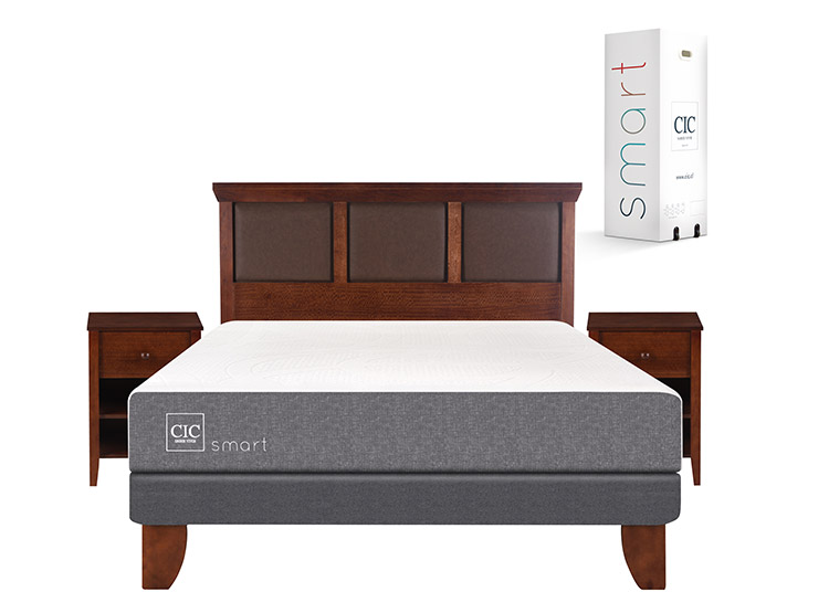 JUEGO DE DORMITORIO CIC CAMA EUROPEA SMART BN 2 PLAZAS + SET NEW TORINO CARAMELO - 1