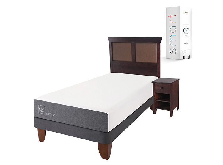 JUEGO DE DORMITORIO CIC CAMA EUROPEA SMART 1.5 PLAZAS + SET NEW TORINO CHOCOLATE - 2