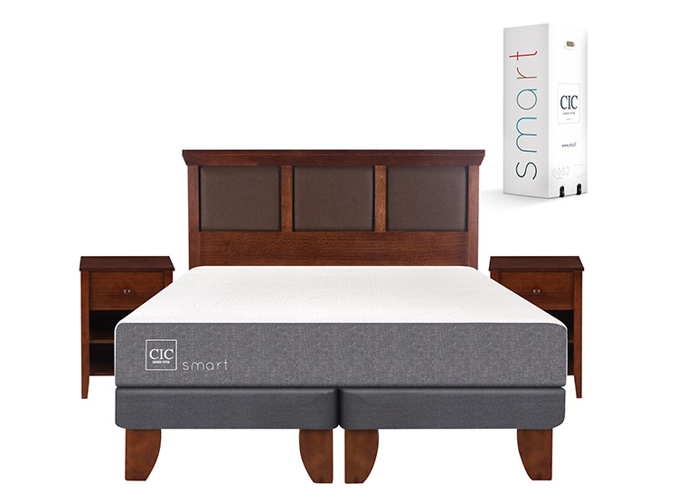 JUEGO DE DORMITORIO CIC CAMA EUROPEA SMART BD 2 PLAZAS + SET NEW TORINO CARAMELO - 1