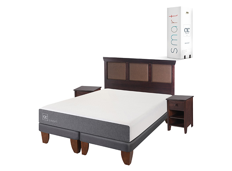 JUEGO DE DORMITORIO CIC CAMA EUROPEA SMART BD 2 PLAZAS + SET NEW TORINO CHOCOLATE - 2